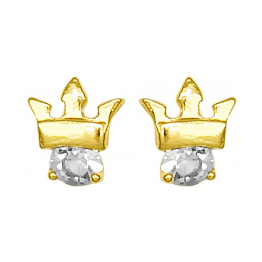 Elvas Delicate Rhinestones Crown Earrings in Gold