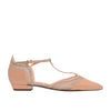 Vicky Pointed Ballet Flat Shoes in Blush Patent & Silver Details
