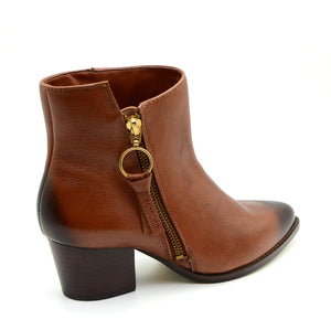 Mila Pointed Tan Ankle Boots