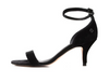 Renata Ankle Strap Heeled Sandals in Black Suede