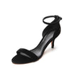 Renata Ankle Strap Heeled Sandals in Black Suede