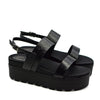 Alejandra Chunky Platform Heeled Sandal in Black Croc