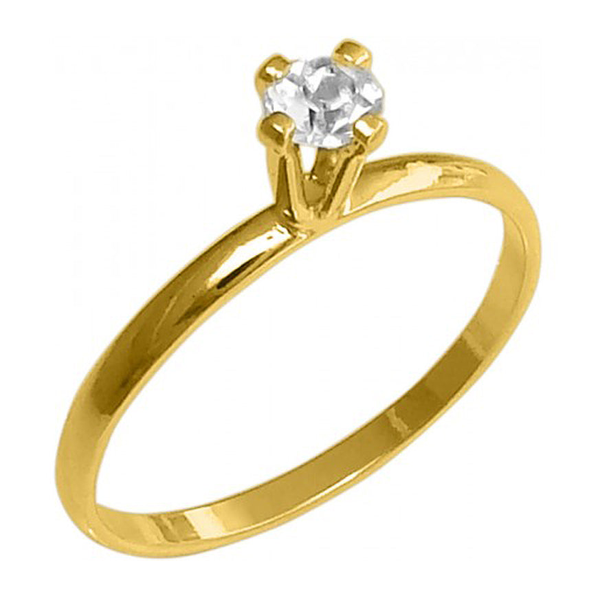 18k Gold Plated Round Ring with Rhinestone