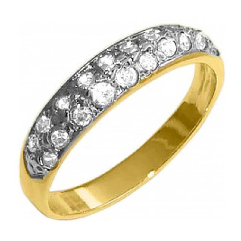 18K Gold Plated Plain Ring with Rhinestones