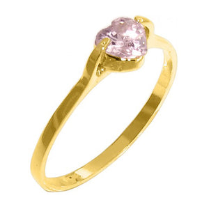 Heart Ring with Pink Christal Stud 18k Gold Plated