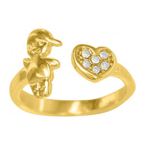 Heart & Boy Adjustable 18K Gold Plated Ring
