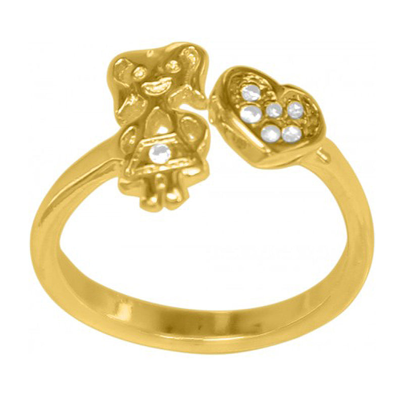 Heart & Girl Adjustable 18K Gold Plated Ring