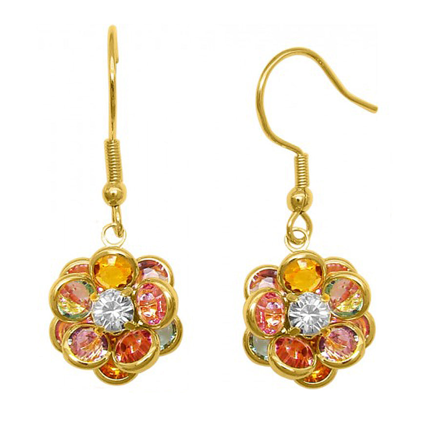 Cilia Colourful Flower Drop Earrings