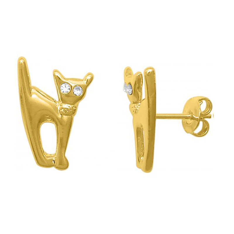 Amelia Cat Studs Earrings - Gold Plated 18K