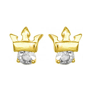 Elvas Delicate Rhinestones Crown Earrings in Gold