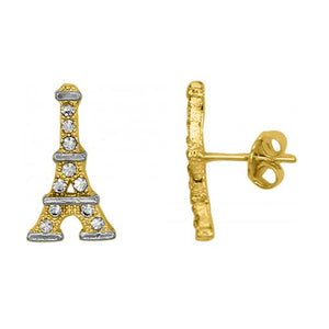 18K Gold Eiffel Tower Stud Earrings