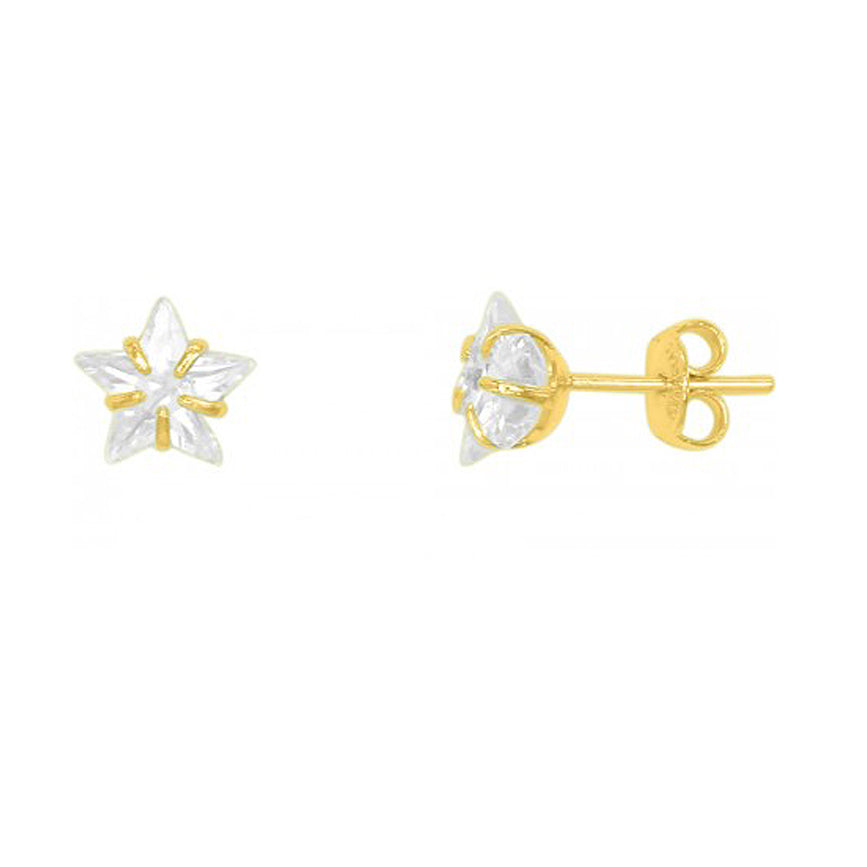 Star Earrings with Rhinestones in Gold