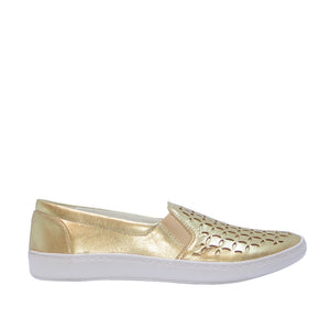 Isabella Slip On Sneakers in Gold Leather