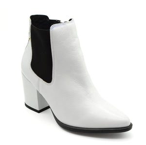 Snow White Patent Pointed Toe Ankle Boots