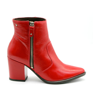 Carmin Red Patent Ankle Boots
