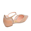 Vicky Pointed Ballet Flat Shoes in Blush Patent & Silver Details