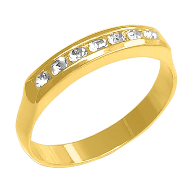 18K Gold Plated Plain Ring with Rhinestones
