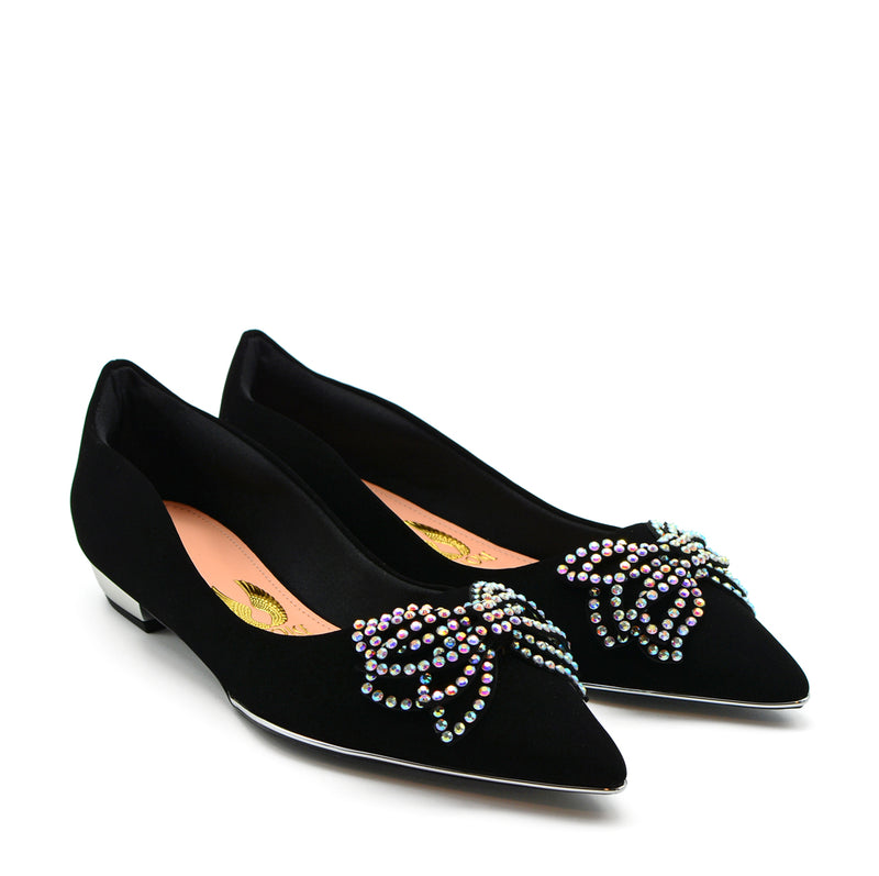 Sophie Pointed Ballet Flat Shoes in Black