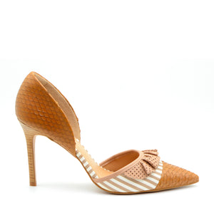 Kesia Pointed Heeled Court Shoes in Tan
