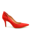 Ruby Pointed High Heeled Court Shoes in Red