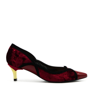 Mia Pointed Mid-Heel Court Shoes in Wine
