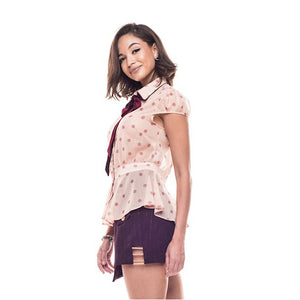 Gaia Lace Top With Velvet Bow
