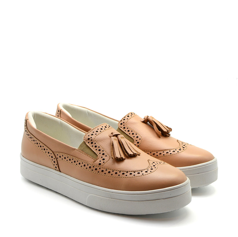 Emily Wide Fit Loafer Slip On Sneakers in Blush