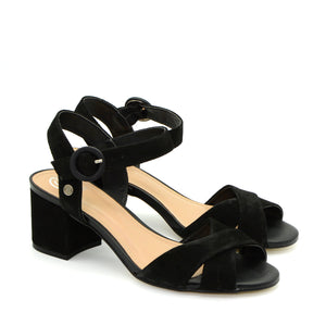 Lina Black Cross-Strap Sandals