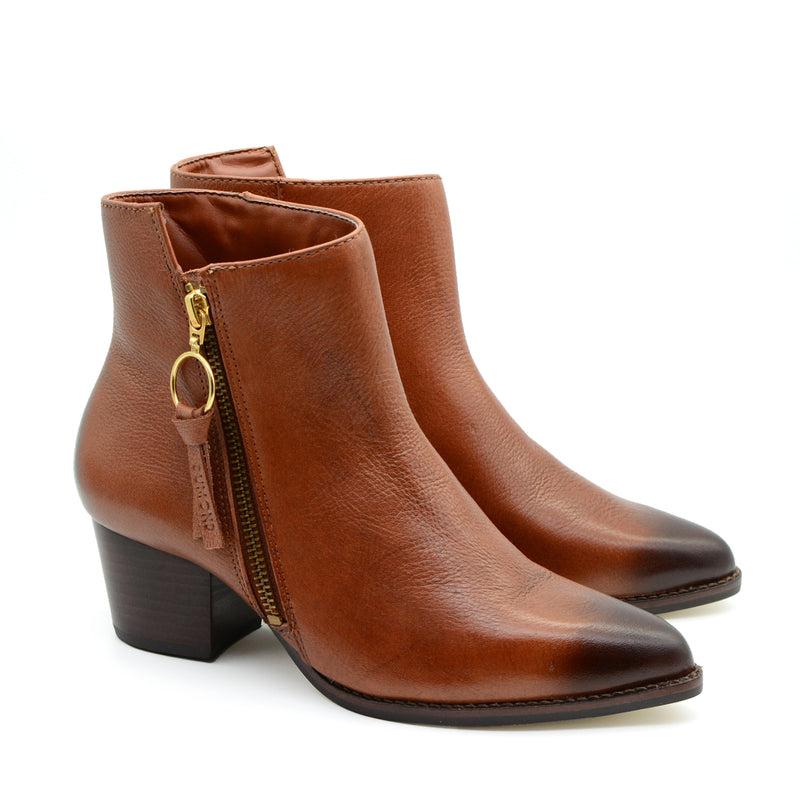Mila Pointed Tan Ankle Boots