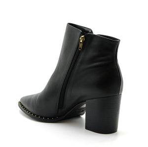 Miranda Black Ankle Boots with Gold Studs