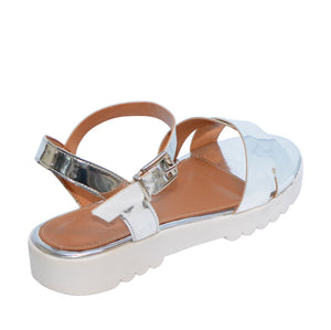 Janara Chunky Jelly Flat Sandals in Mirror Silver