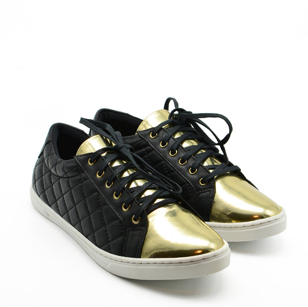 Alana Runner Sneaker in Black & Gold