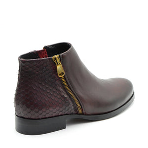 Ally Wine Leather Ankle Boots