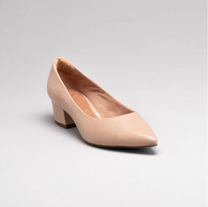 Lucia Low Block Heeled Shoes in Nude