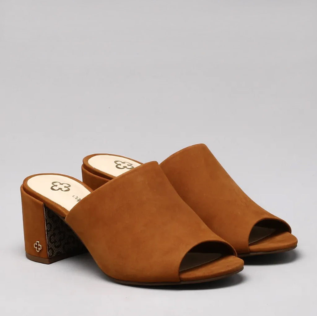 Luciana Heeled Mules in Tan Suede