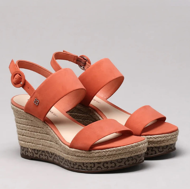 Emma Peach Platform Spadrille Wedge Sandals