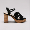 Julieta Platform Heeled Sandals in Black Suede