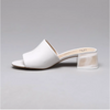 Valeria Acrylic Block Heel Mule in White Calf Leather