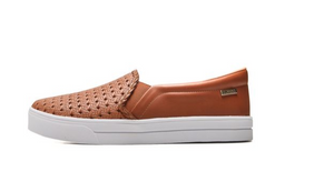 Emily Slip On Sneakers in Tan Perforated