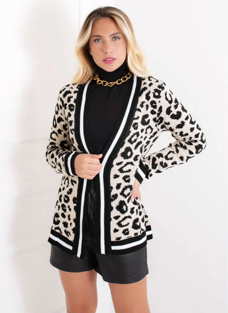 Lisa Leopard  Print Knit Cardi