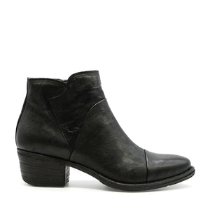 Lulu Round Toe Ankle Boot in Black Leather