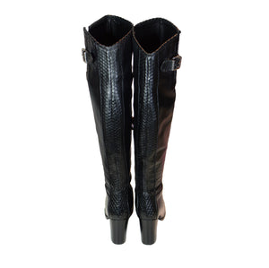Clarissa Over Knee Black Leather Boots
