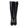 Clarissa Over Knee Black Leather Boots