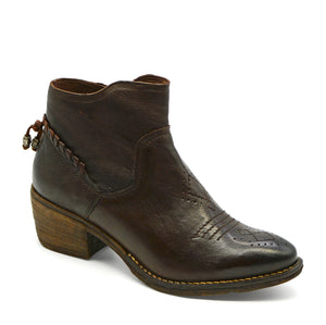 Vanessa Round Toe Ankle Boot in Dark Brown